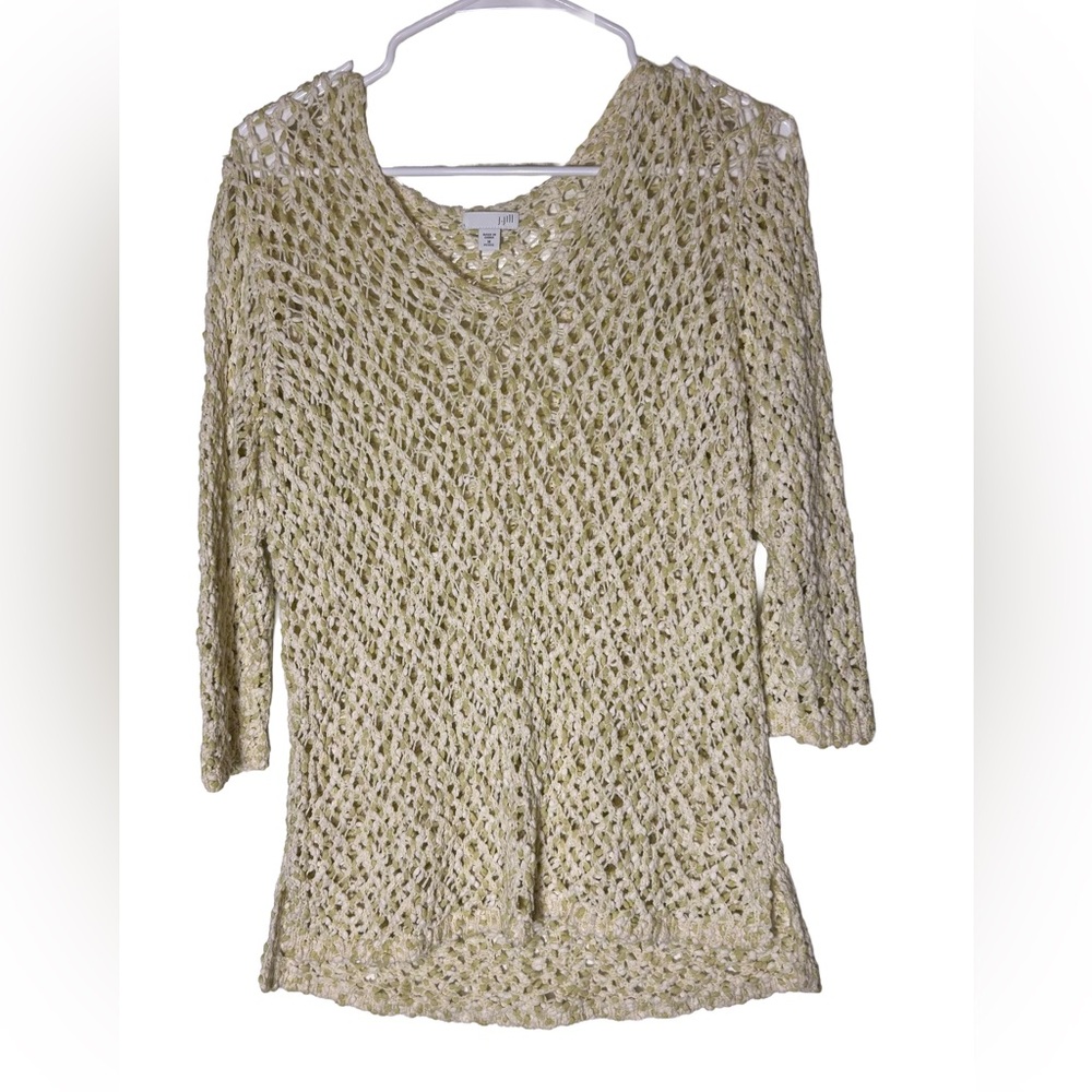 J. Jill Cream and Green Knit Top